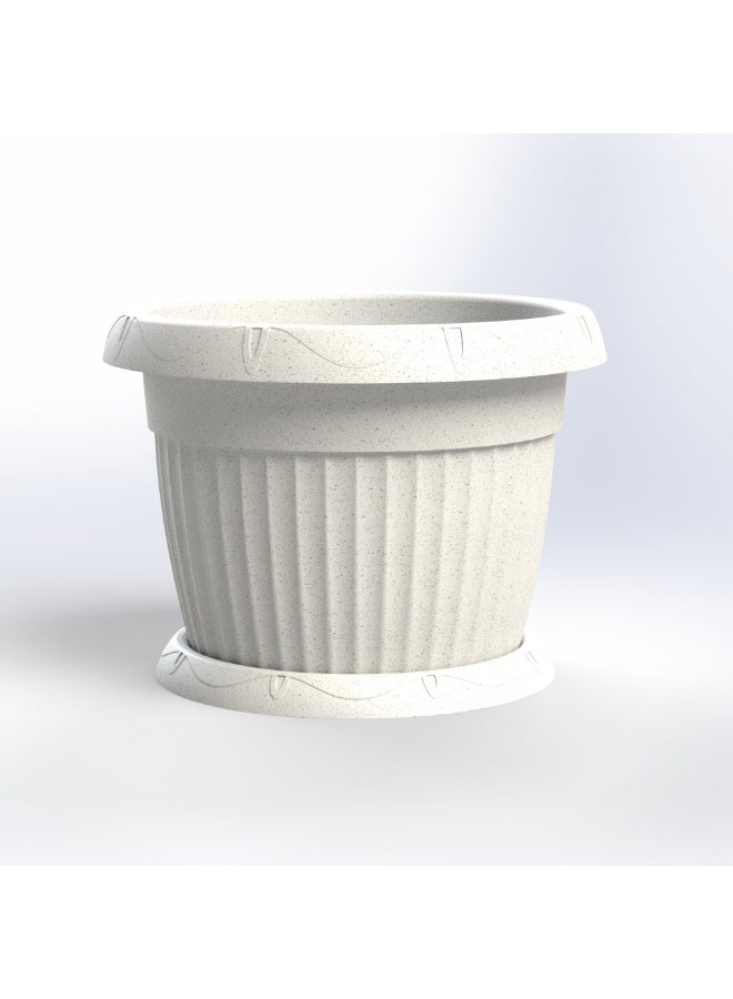 ماركولو وعاء زهور بلاستيكي دائري بقطر 50 سم، مصنوع من مواد معاد تدويرها، خفيف الوزن ومتين، مناسب للاستخدام الداخلي والخارجي (أبيض). - Image 1